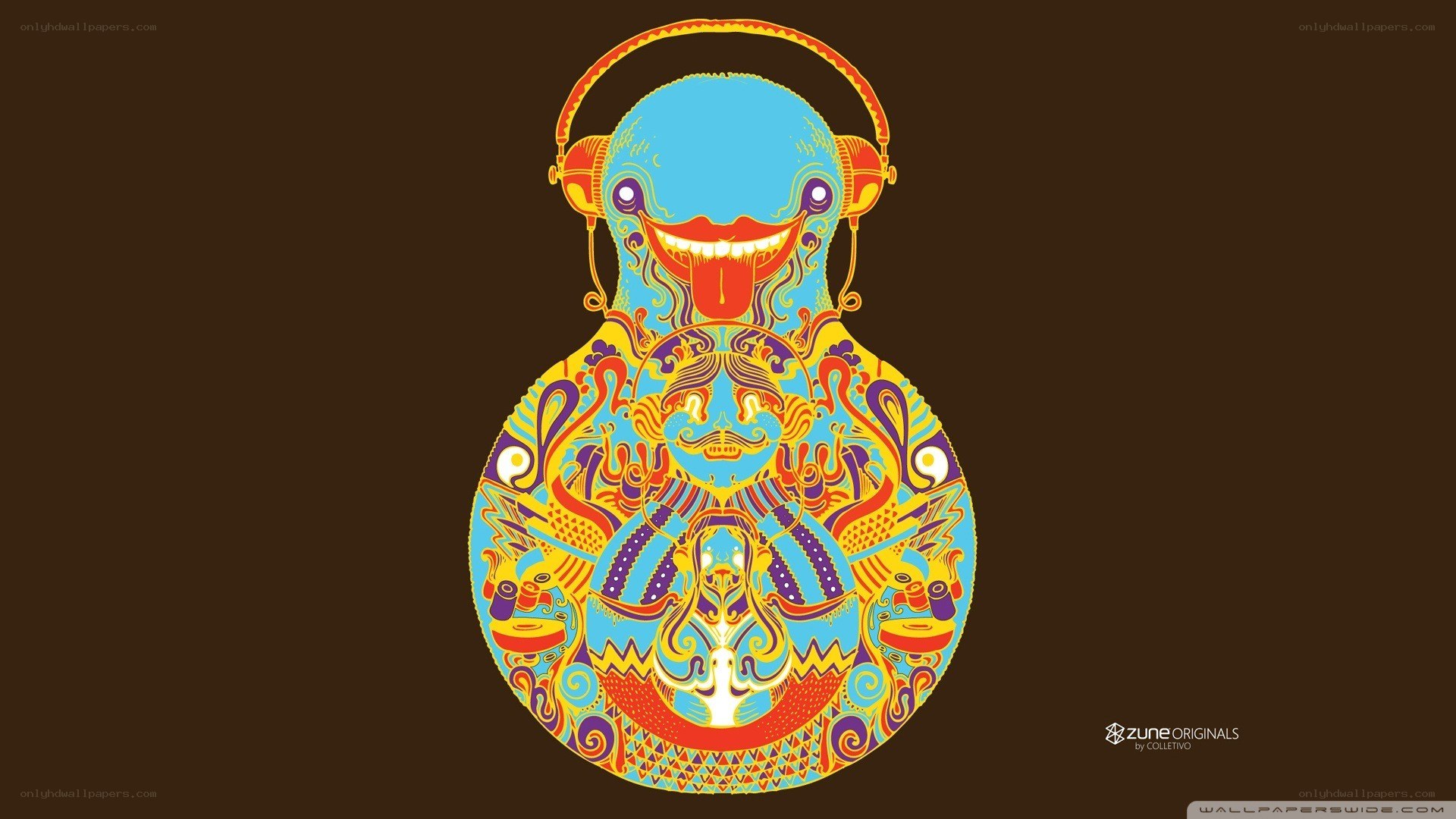 colorful alien with headphones