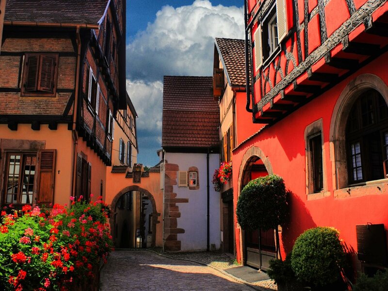 Colorful alley in a European town