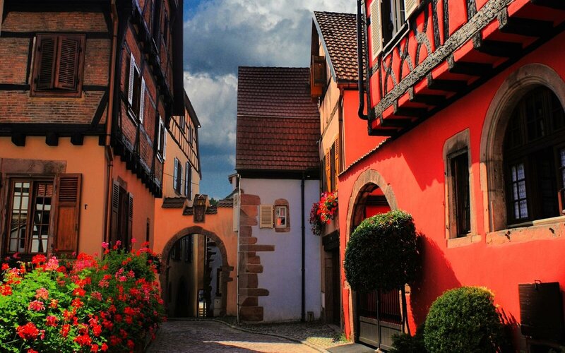 colorful alley in a historic town