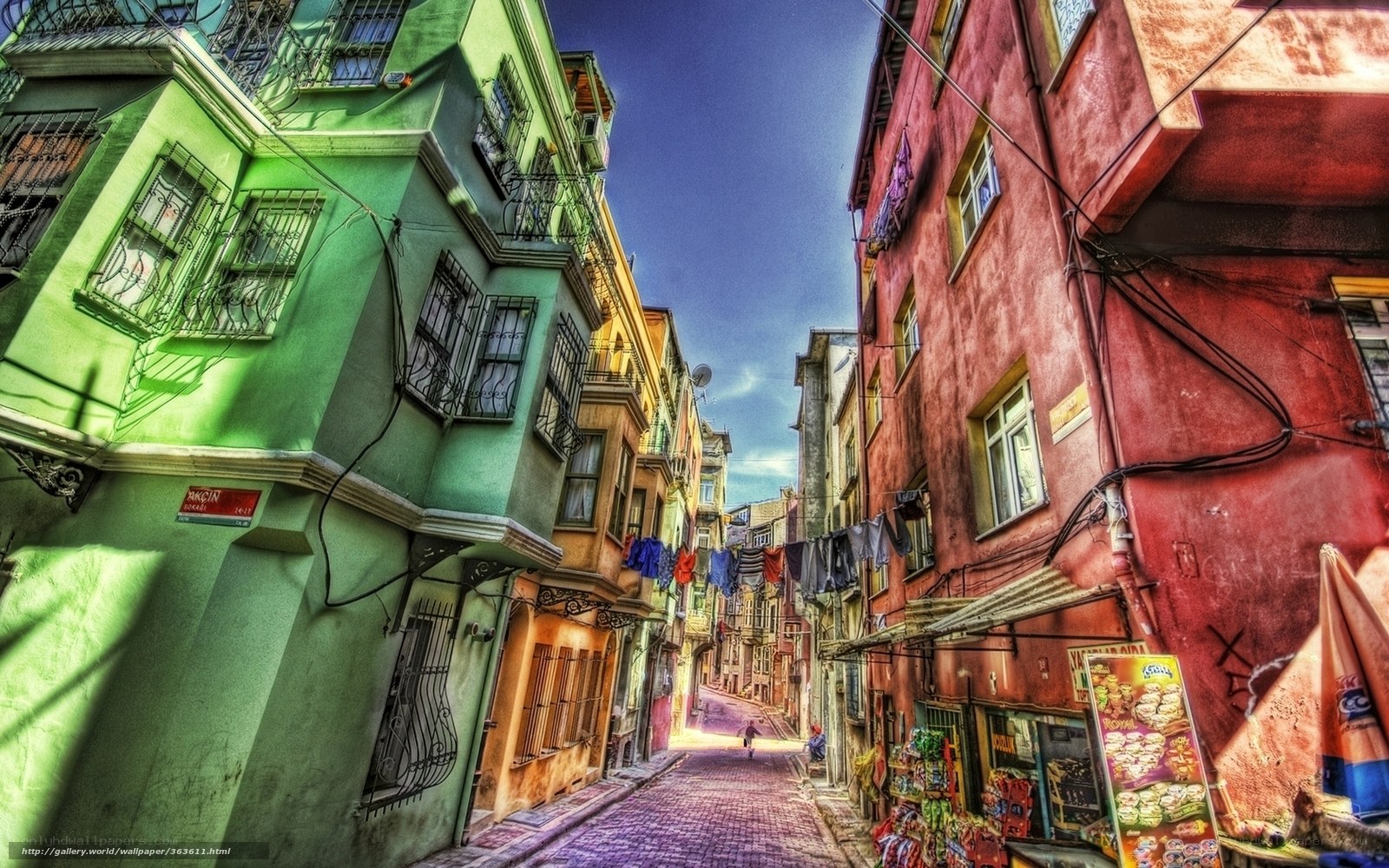 colorful alley in old town