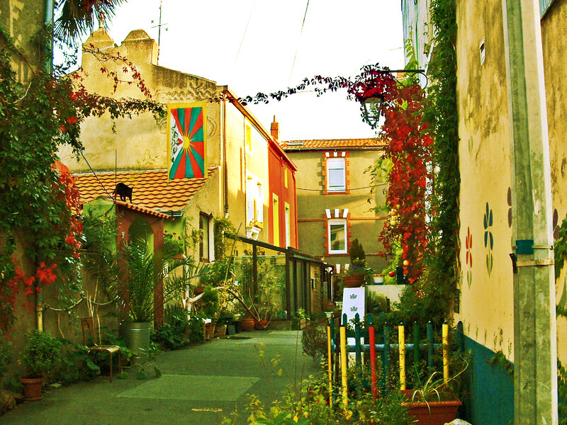 Colorful Alleyway with Plants