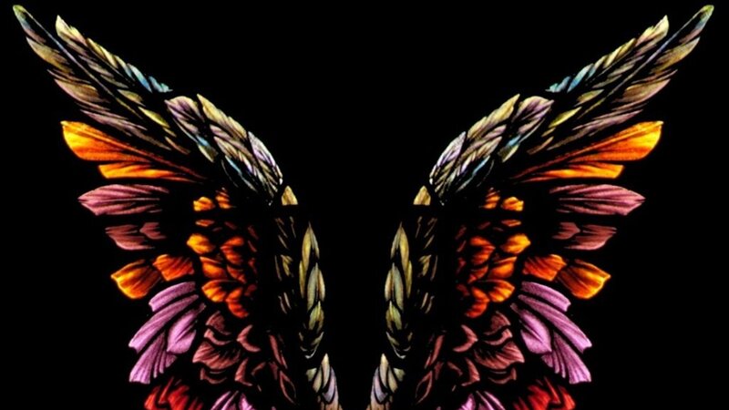 colorful angel wings art