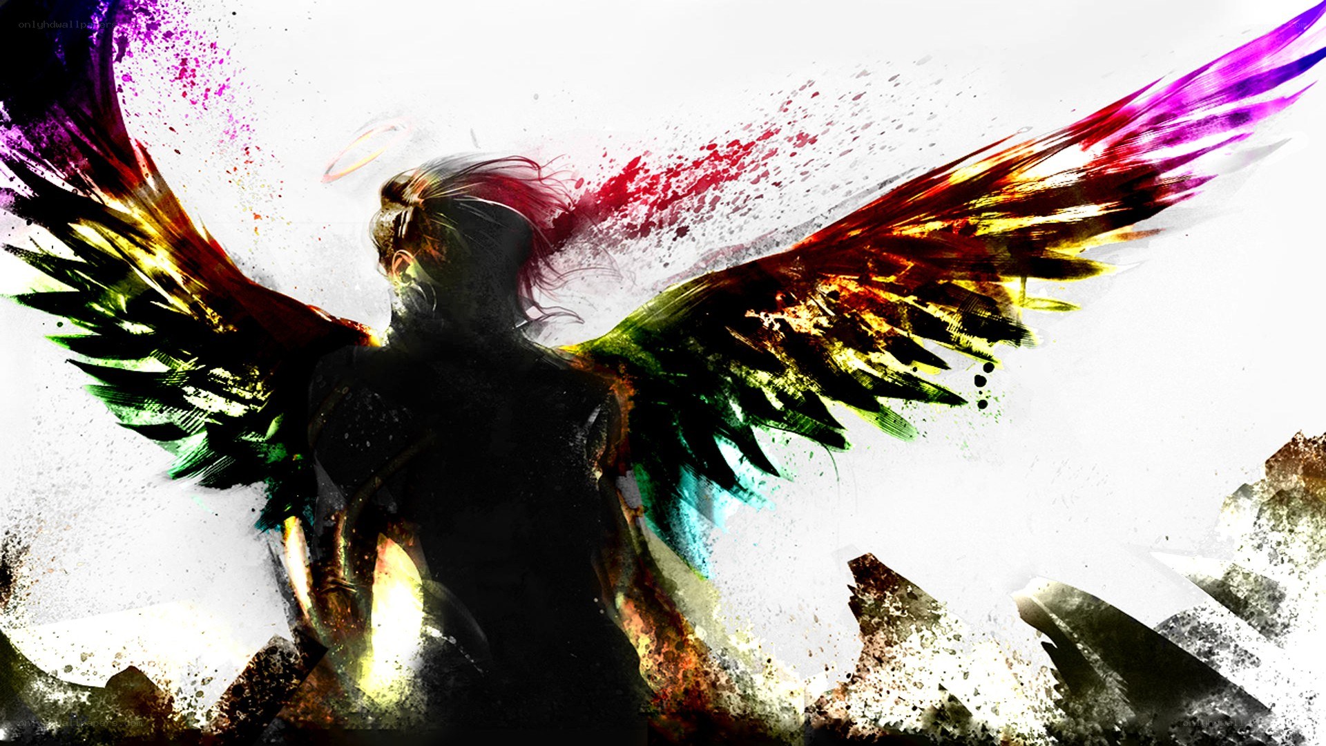colorful angel wings artwork