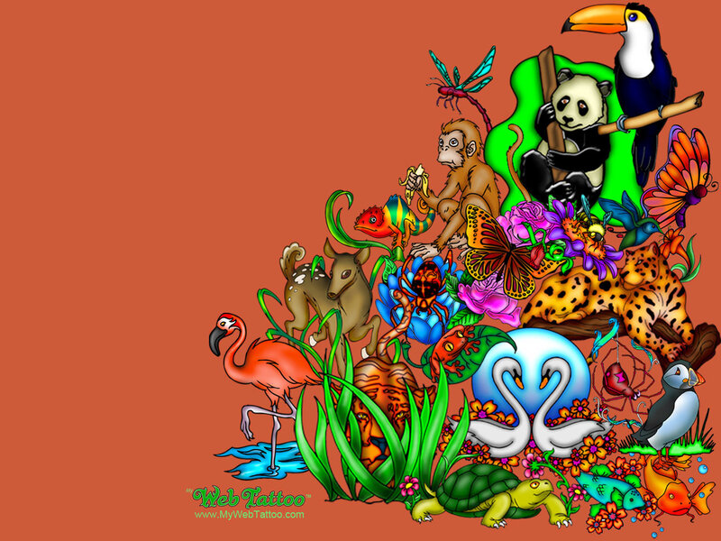 colorful animal collage