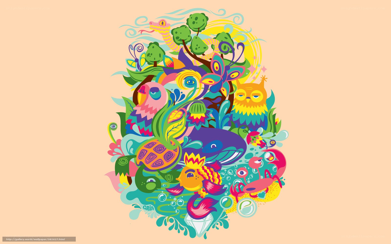 colorful animal collage