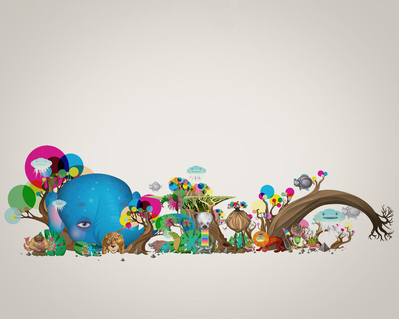 colorful animal fantasy scene