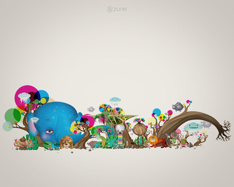 Colorful animal fantasy scene