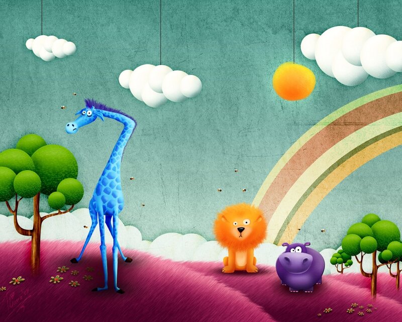 Colorful animal friends in a whimsical world
