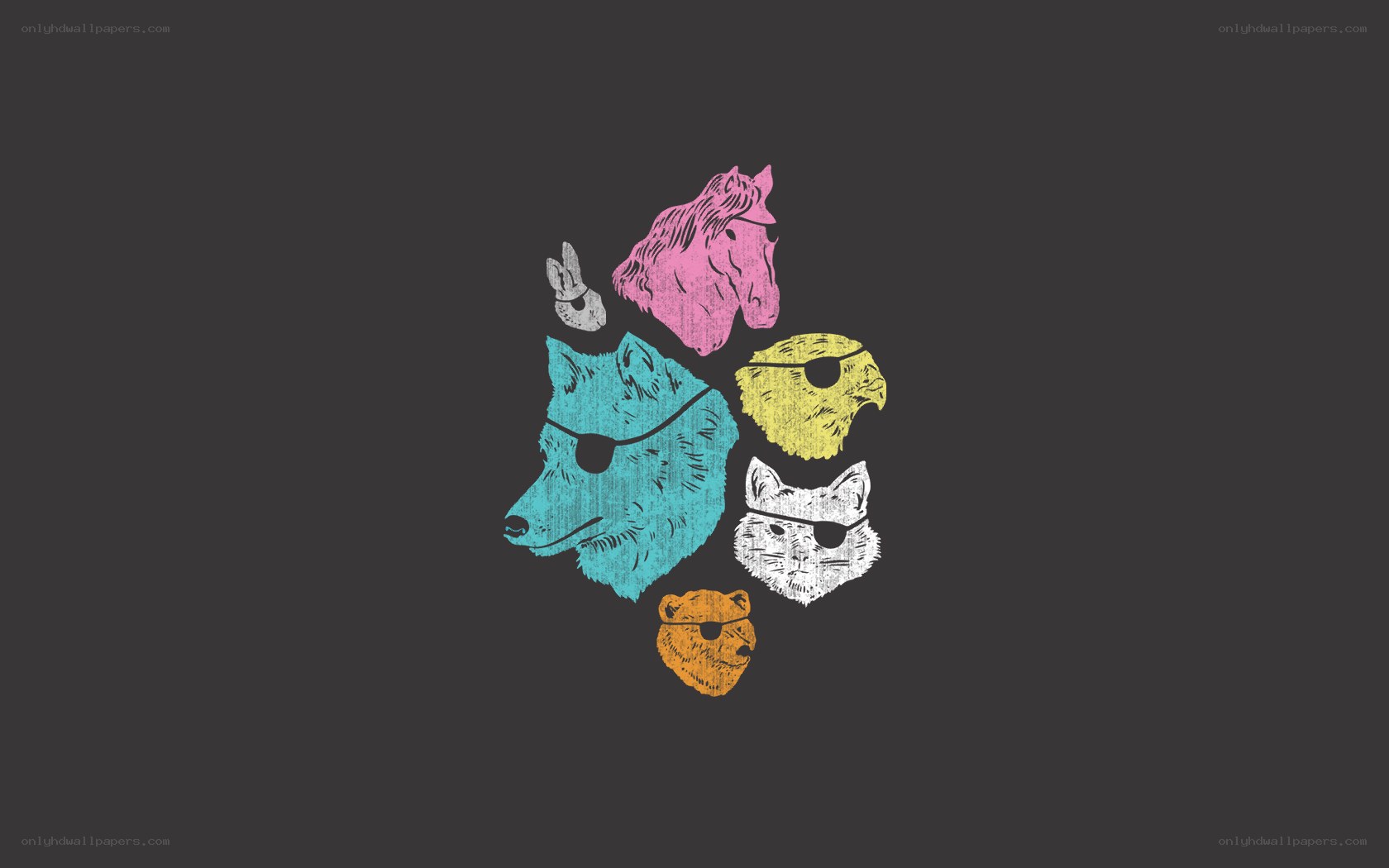 colorful animal heads collage