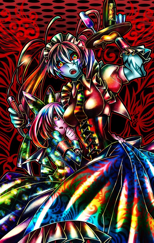 Colorful anime characters in elaborate costumes