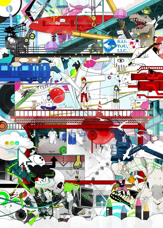 Colorful anime collage artwork