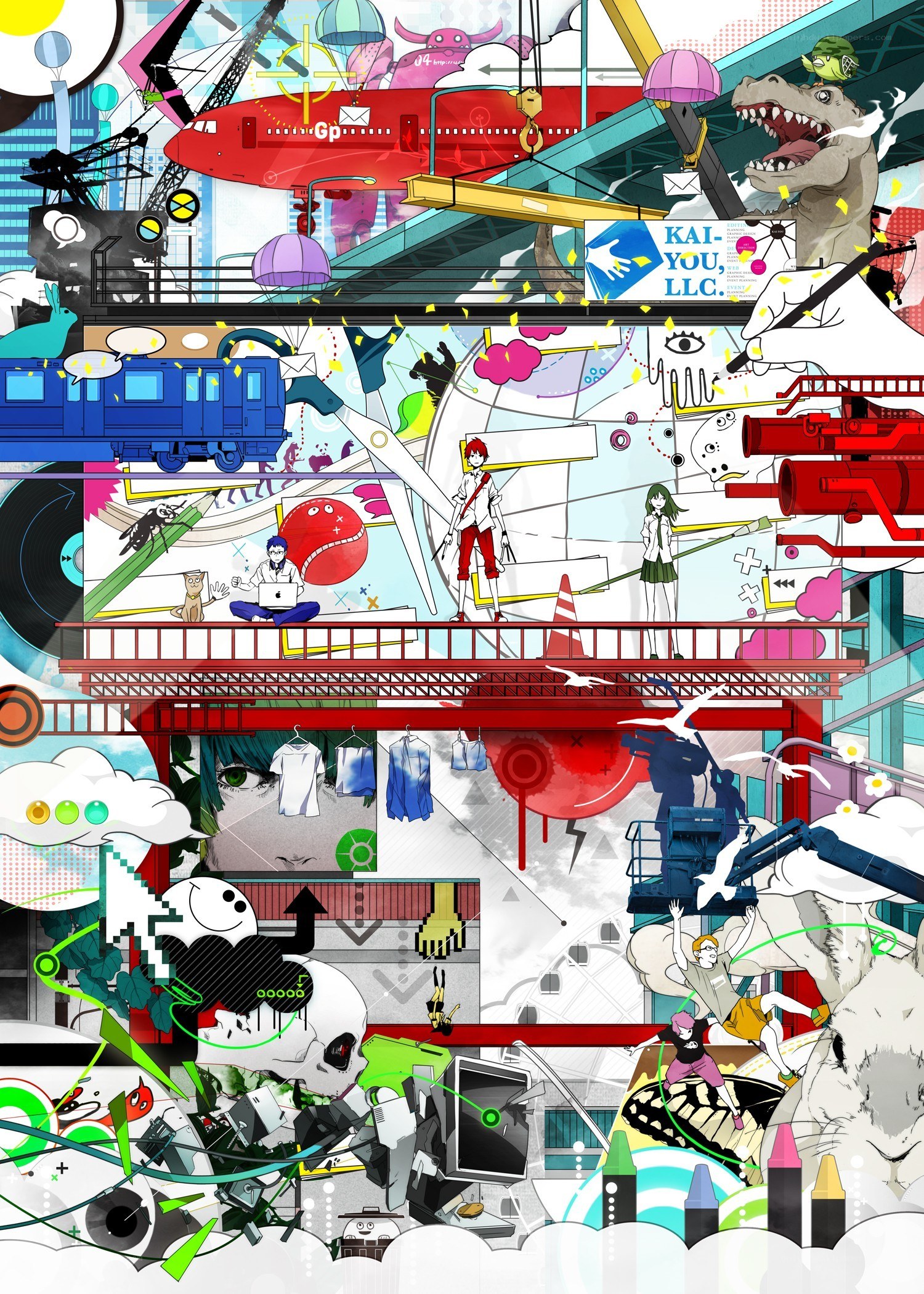 Colorful anime collage artwork