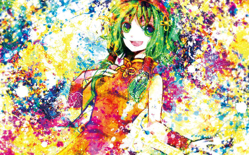 colorful anime girl splatter art