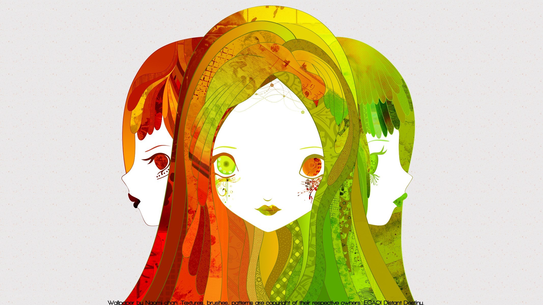 colorful anime portrait collage