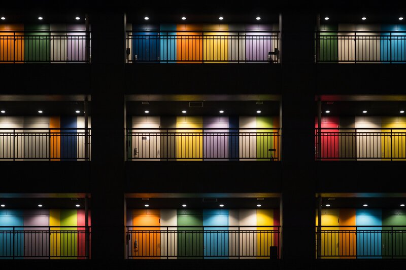 Colorful Apartment Building — Black