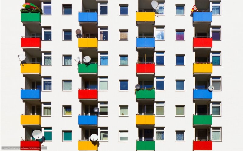 Colorful apartment building facade