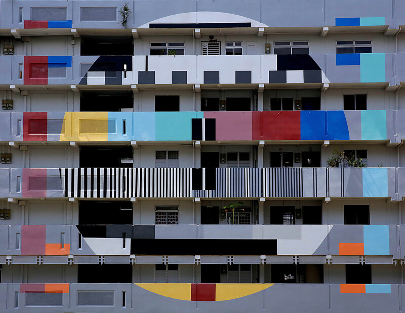 Colorful Apartment Building — Gray