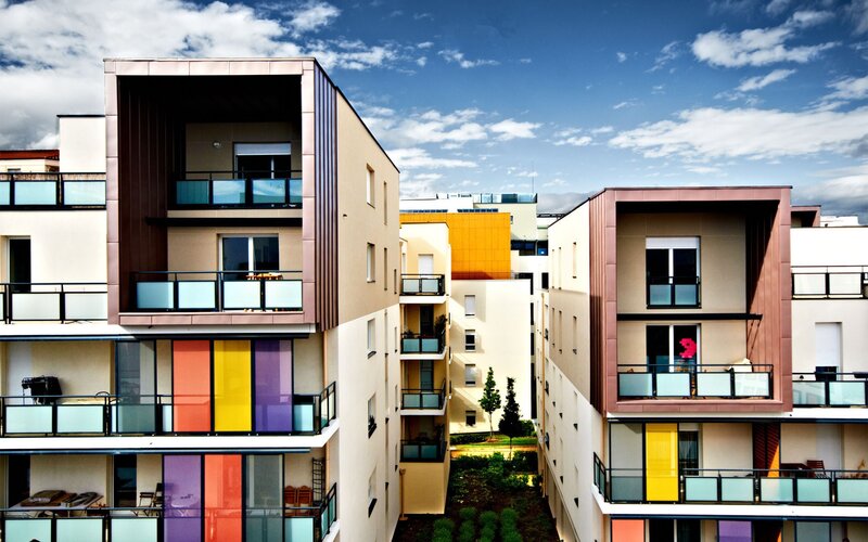 Colorful Apartment Buildings — Blue