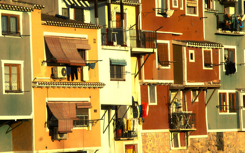 Colorful apartment buildings in a European town