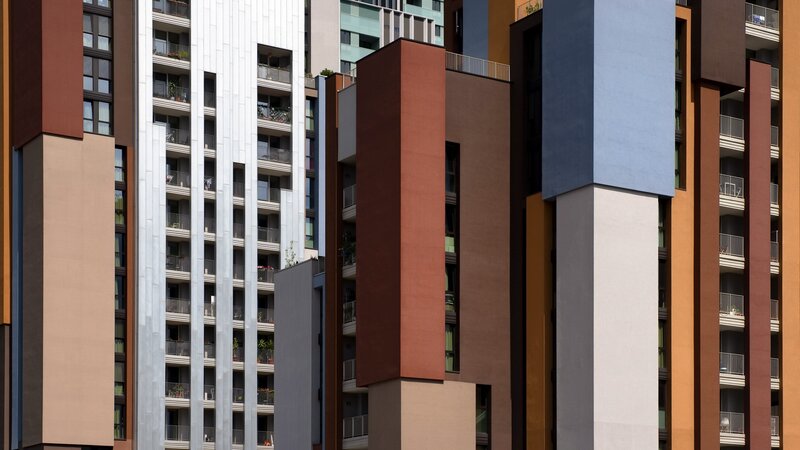 Colorful Apartment Buildings — White
