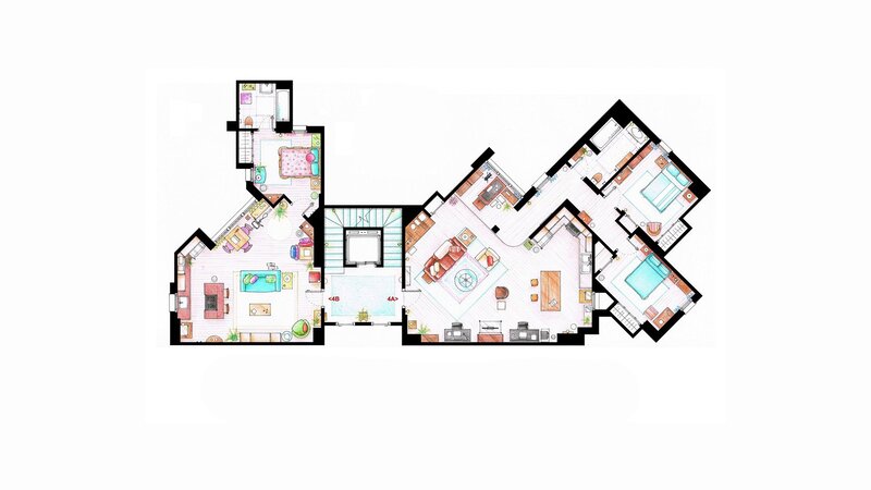 Colorful apartment floor plan