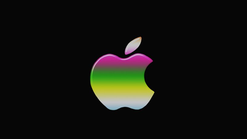 Colorful Apple Logo — Black, Minimalist