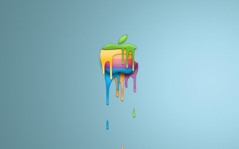 Colorful Apple Logo — Blue, Playful