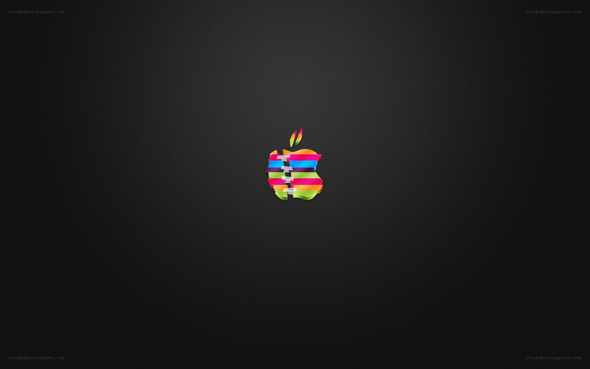 Colorful Apple logo on black