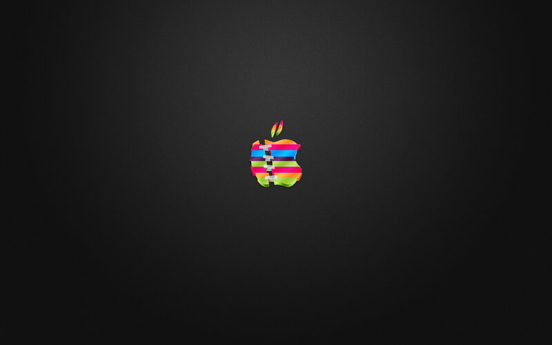 Colorful Apple logo on black