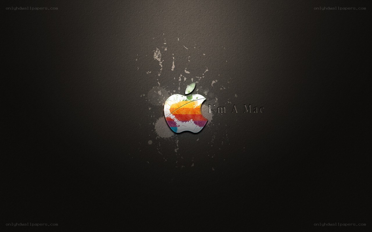 Colorful Apple logo on dark background