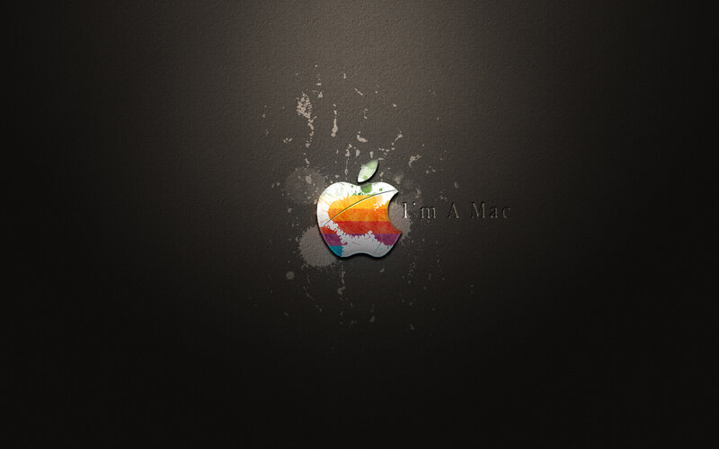 Colorful Apple logo on dark background