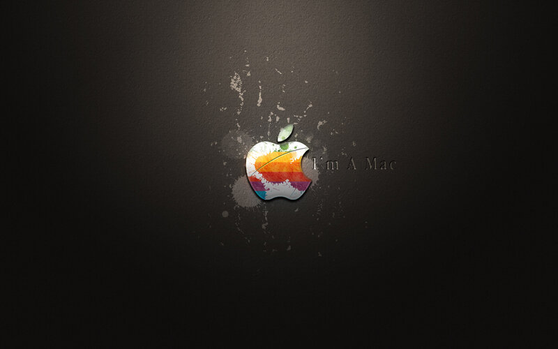 Colorful Apple logo on dark background