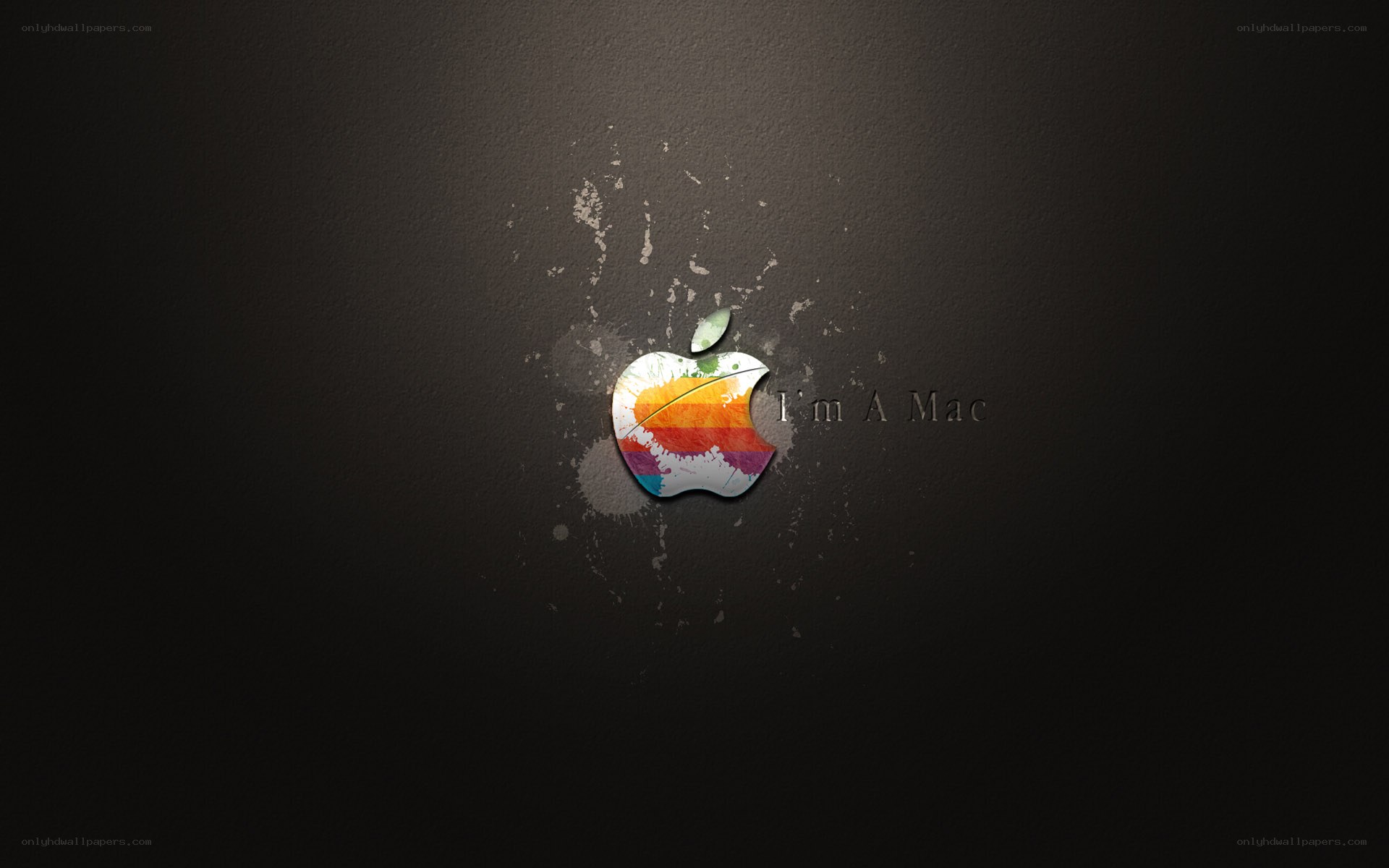 Colorful Apple logo on dark background