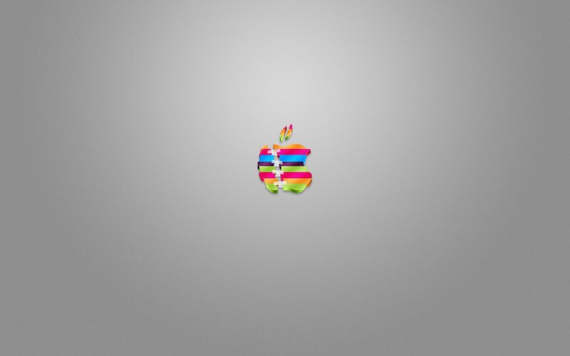 Colorful Apple logo on gray