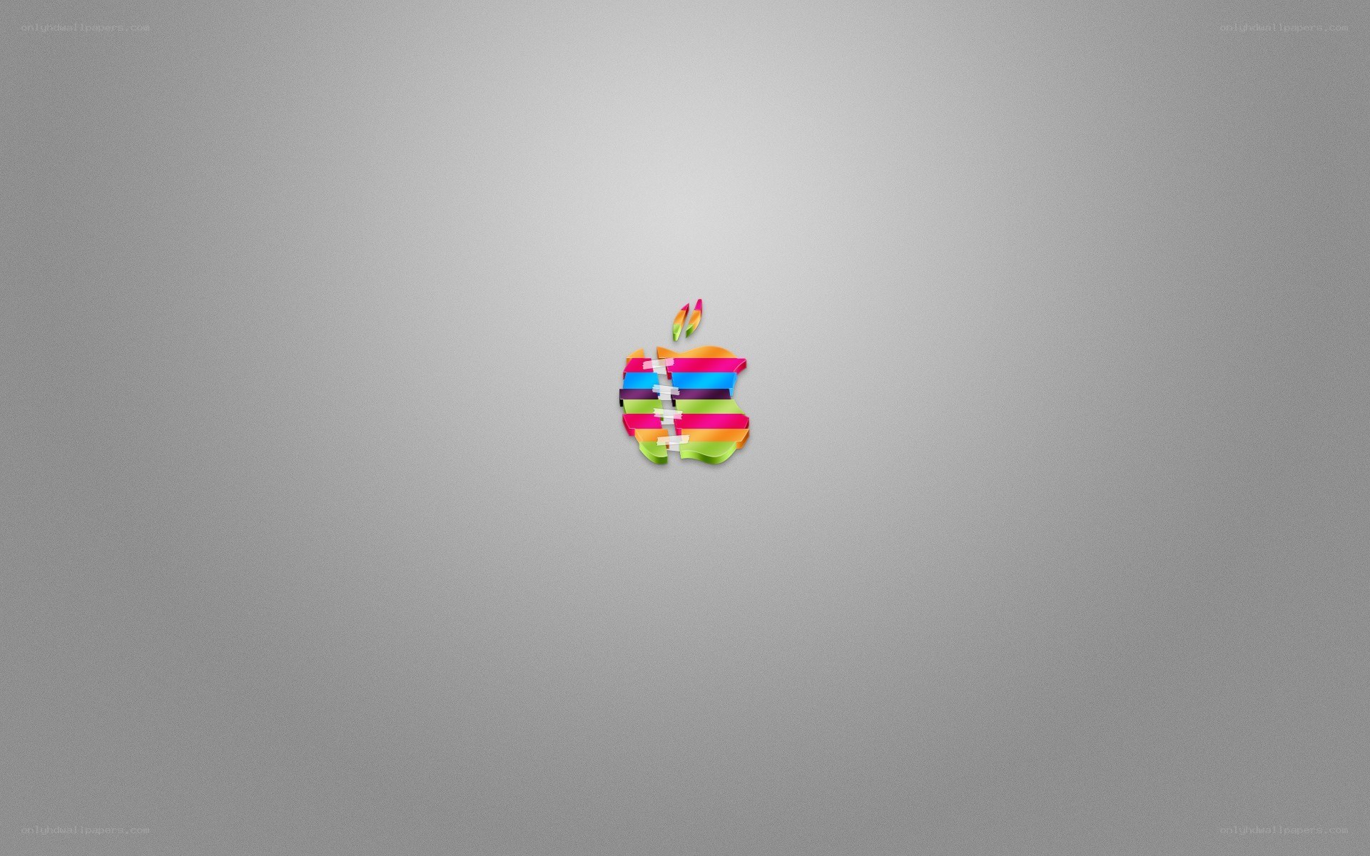 Colorful Apple logo on gray