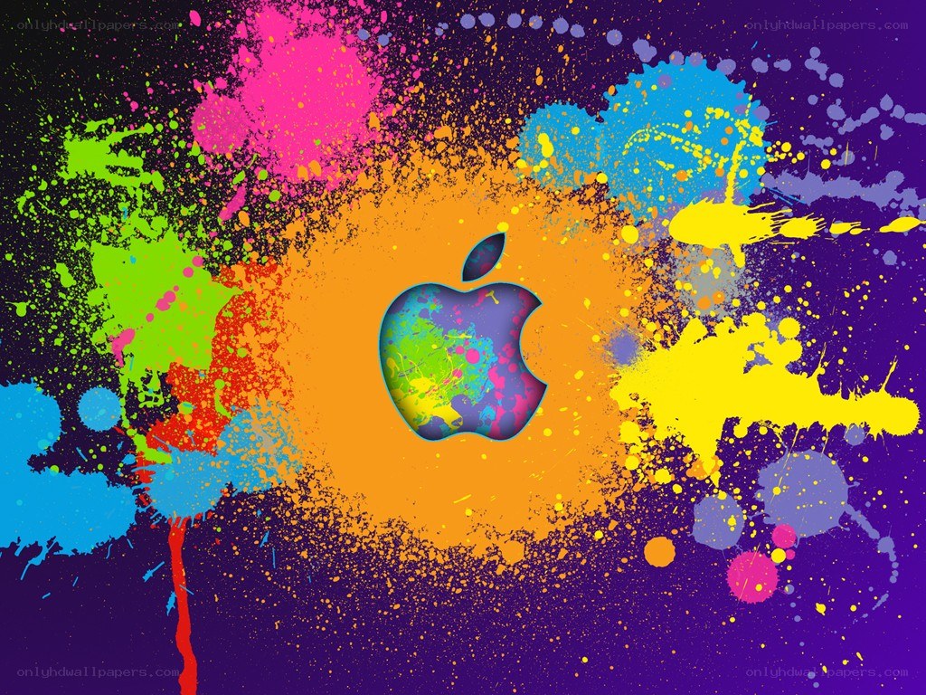 colorful apple logo splatter