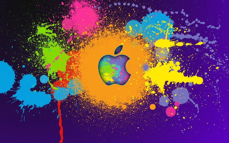 colorful apple logo splatter