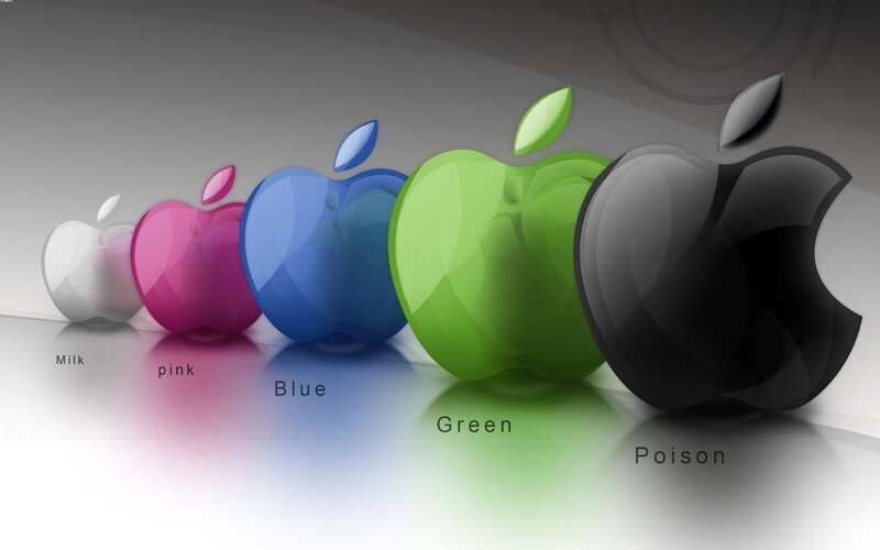 Colorful Apple Logos — White
