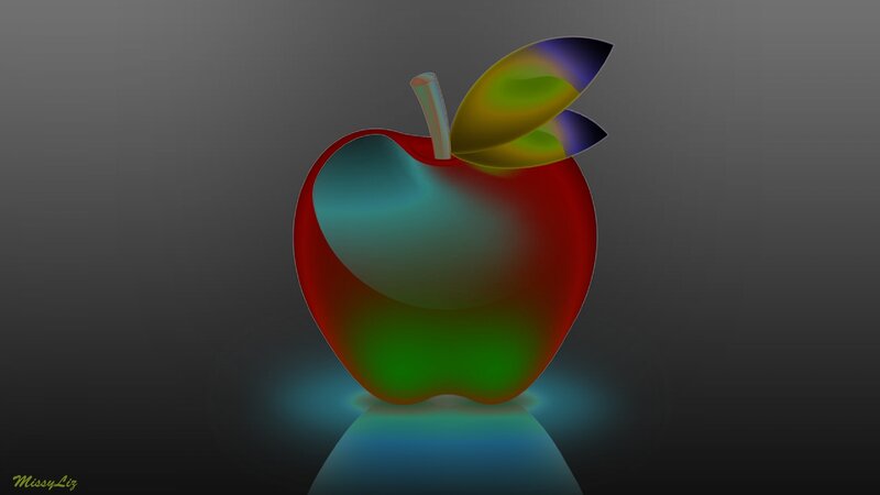 Colorful Apple with Leaf