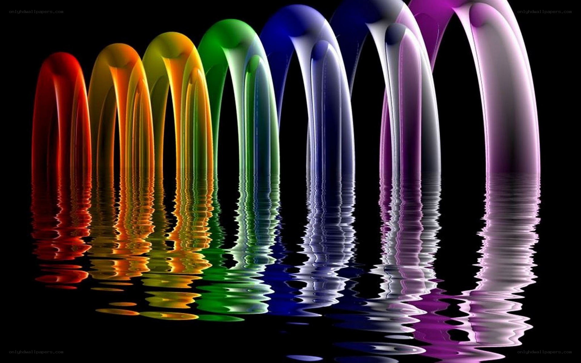 Colorful arches over water