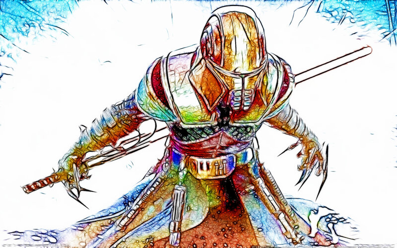 colorful armored warrior