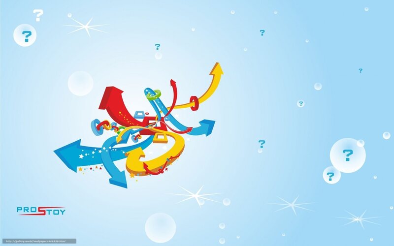 Colorful arrows and question marks