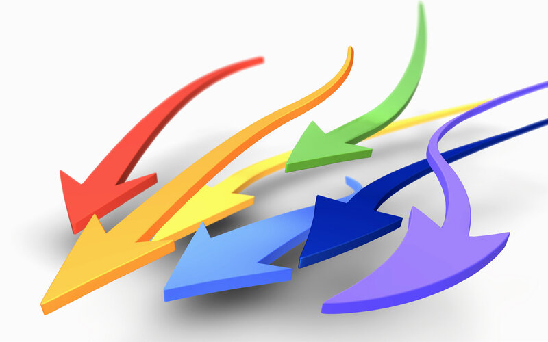 Colorful arrows pointing down