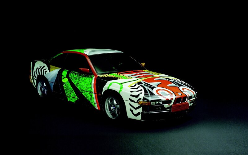 colorful art car on black