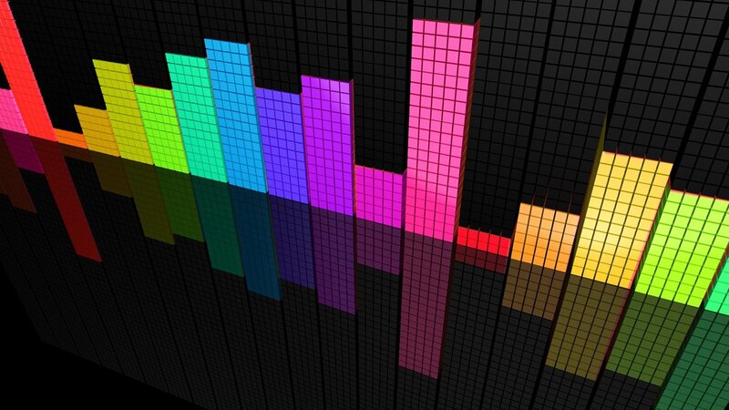 Colorful Audio Bars — Black, Dynamic, 3d Render, Grid