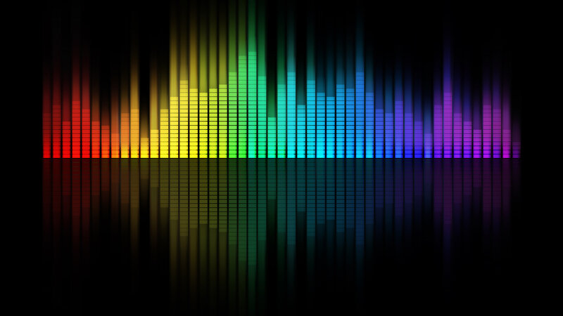 Colorful Audio Equalizer Bars — Black, Dynamic, Digital Art