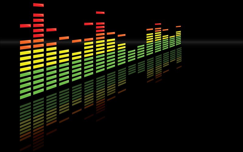 Colorful Audio Equalizer Bars — Black, Dynamic, Vector Art