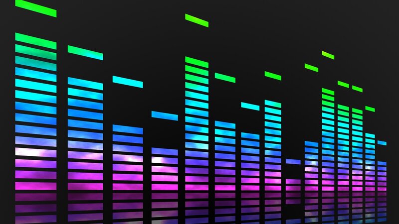 Colorful Audio Equalizer Bars — Green, Dynamic, Digital Art, Sound Waves