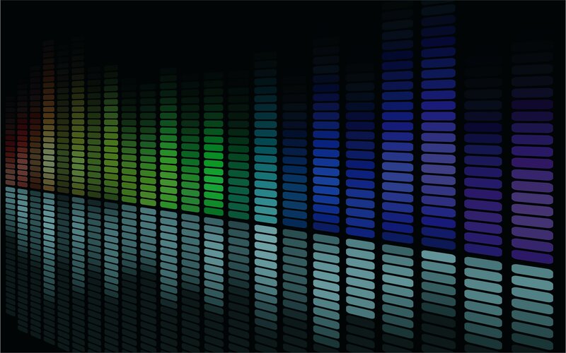 Colorful Audio Equalizer Bars — Green, Dynamic, Digital Art