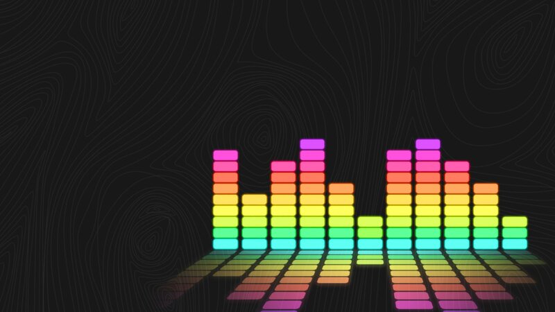 Colorful Audio Equalizer — Black, Dynamic, Digital Art, Bars, Reflection, Pattern
